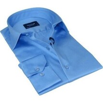 Men 100% Sateen Cotton Shirt Manschett Quesste Turkey Slim Fit 4010-05 Med Blue image 6