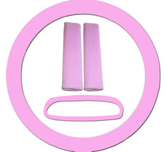 Steering wheel cover, seat belt covers &amp; rear view mirror cover  sweet pink - $18.49