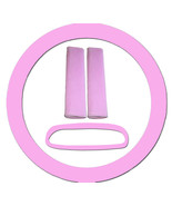 Steering wheel cover, seat belt covers &amp; rear view mirror cover  sweet pink - $25.30 CAD