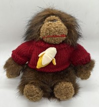 Vintage Gibson Greetings Plush Stuffed Monkey Ape with Banana Sweater 1996 - £10.07 GBP