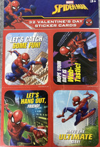 Spider-Man Sticker  Valentines 32 kids classroom in 4 Designs  New  Ages 3+ - $4.99