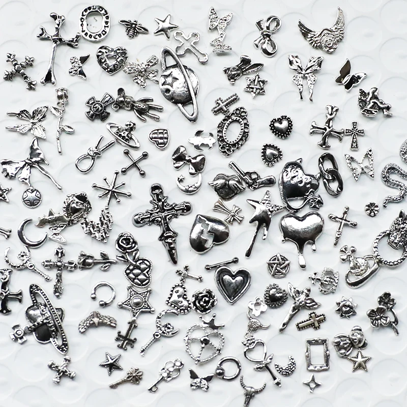 50pcs Retro Nail Charms Parts Kawaii Mixed Styles Heart Accessories Nail... - £9.13 GBP+