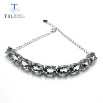 TBJ,100%Natural green amethyst oval 6*8mm 925 Sterling silver simply style brace - £141.01 GBP