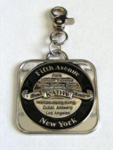 Kathy Van Zeeland Fifth Avenue New York Black Silver Square Keychain Purse Charm - £9.55 GBP