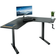 VIVO Black Manual 47&quot; x 47&quot; Corner Desk Workstation, 3 Section Table Top - £292.71 GBP