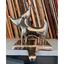 Vintage Dog Stocking Holder Polished Metal Standing Canine Figure Made I... - $22.76