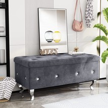 Dklgg Storage Ottoman Bench For Bedroom, Velvet Ottoman With Storage, En... - £103.88 GBP