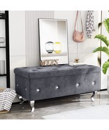 Dklgg Storage Ottoman Bench For Bedroom, Velvet Ottoman With Storage, En... - £108.55 GBP