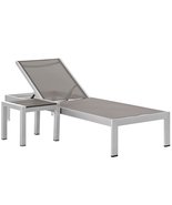 Modway Shore Aluminum Outdoor Patio Chaise Lounge Chair in Silver Gray - $442.24 CAD