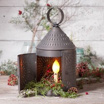 Fireside Lantern Light in Kettle Black Tin - 17 inch tall image 2