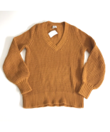 J. Crew Women Chunky Knit Sweater V Neck Classic Preppy Mustard Yellow XS - $34.50 CAD