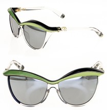 Christian Dior Demoiselle 1 Crystal Black Blue Green Asymmetrical Sunglasses - £332.37 GBP