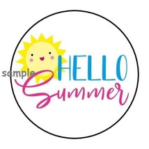 30 Cute Hello Summer Envelope Seals Labels Stickers 1.5&quot; Round Gifts Sunshine - £5.88 GBP