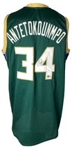 Giannis Antetokounmpo Milwaukee Firmado Verde Camiseta de Baloncesto Bas ITP - £231.91 GBP