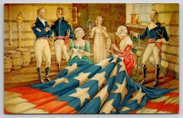 Patriotic Placing The Stars Based On Makall&#39;s Painting Advertising Postcard AA3 - £3.97 GBP