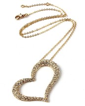 New Amrita Singh Lovely Gold Pl. Austrian Crystals Heart Shape Pendant Necklace - $14.99