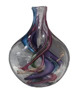 Robert L Hamon Art Glass Studio Vase Abstract Multicolor Swirl 8” Glitter - $472.55 CAD