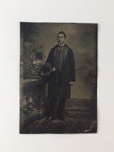 Antique Tintype of Handsome Young Man in Coat Holding Hat - £16.70 GBP