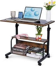 Portable Rolling Desk Adjustable Laptop Desk Small Standing Desk Home Of... - £61.07 GBP