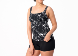 Kim Gravel x Swimsuits For All Tankini Set w/ Bike Shorts Poolside Palm, Plus 24 - £19.57 GBP