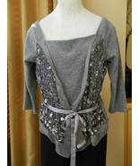 Valentino Cashmere Sweater Set Open Cardigan w/ Sequins Tank Silk Belt L M - $578.15