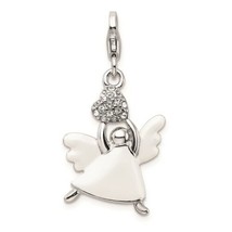 NEW Sterling Silver RH Enameled Crystals Angel w/ Lobster Clasp Charm - £43.69 GBP