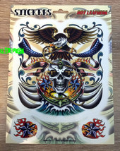 Nautical Tattoo Flash Sticker Decal Set Skull Eagle Anchor Stars Flames Sailor - £3.98 GBP