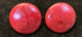 Vintage Maroon Enamel Earrings Round Circle Stud Estate Jewelry Find KG - $9.89