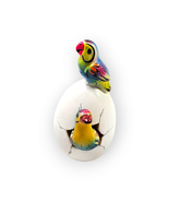 Hatched Egg Pottery Bird Rainbow Duck Parrot Mexico Hand Painted Clay Si... - £11.61 GBP