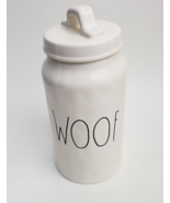 WOOF Rae Dunn Dog Treat Canister Jar Pottery Artisan Collection Magenta ... - £31.07 GBP