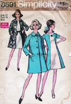 Misses&#39; DRESS &amp; COAT Vintage 1969 Simplicity Pattern 8591 Size 12 - £9.25 GBP