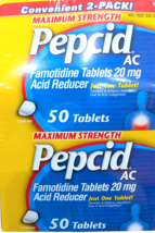 Pepcid AC Maximum Strength 20mg Acid Reducer 2x50 Total 100 Tablets EXP ... - $27.66