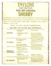 Taylor New York Stato Pallido Asciutto Cocktail Sherry Bottiglia Label - £27.76 GBP