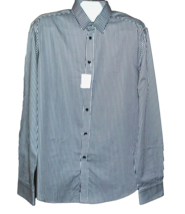 Versace Collection  Men&#39;s Black White Stripes Cotton Button Shirt Sz 18 45 - £81.45 GBP