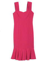 Marina Ruffle Hem Scuba Crepe Dress Hot Pink Midi Sleeveless Stretch Siz... - £27.51 GBP
