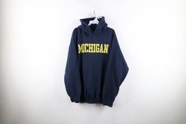 Vintage Mens XL Distressed Spell Out University of Michigan Hoodie Sweatshirt - £47.44 GBP