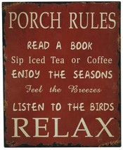 Porch Rules Metal Sign Read A Book Sip Iced Tea Enjoy Seasons Listen To Birds Re - £10.35 GBP