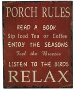 Porch Rules Metal Sign Read A Book Sip Iced Tea Enjoy Seasons Listen To ... - £10.45 GBP