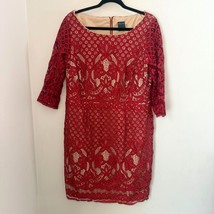 Womens Red Lace Midi Long Sleeve Evening Plus Zip Up 14W Cocktail Weddin... - €21,02 EUR