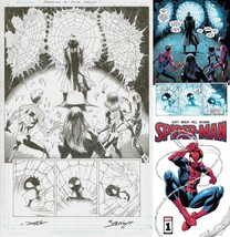 Spider-Man #1 LGY 157 Signed Original Art Splash Page NOIR Mark Bagley Dan Slott - £1,014.71 GBP