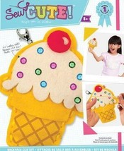 DIY Sew Cute Ice Cream Cone Kids Beginner Starter Felt Backpack Clip Kit Craft - £10.35 GBP