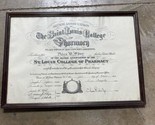 1943 Certificate St Louis College OF Pharmacy Alumni - Alex Sher Framed ... - $18.81