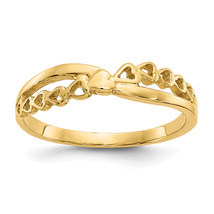 14K Polished Criss Cross Pattern Hearts Ring K4568 - $181.49