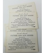 Union Made Boy Scouts Troop Pack 15 Father Son Dinner Tickets Vintage 1952  - $14.20