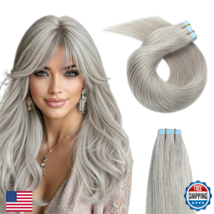 YILITE 20pc Silver Tape-In Human Hair Extensions 12in Seamless Skin Weft - $48.01