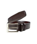 Brooks Brothers Brown Silver Made in USA Genuine Leather Belt Rect, 34W ... - $60.41 CAD