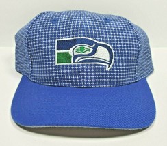 Vintage Seattle Seahawks Blue Plaid Logo7 Officially Licensed NFL Hat Adjustable - £15.91 GBP