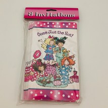 Pack of 8 Invitations &quot;Come Join The Fun&quot; Girls Birthday Pajama Party Pink - £7.90 GBP
