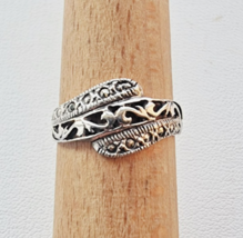 VINTAGE 925 STERLING SILVER MARCASITE FILIGREE RING SIZE 7.75 - $523.39 MXN