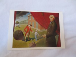 Grant Wood vintage Art Postcard Parson Weems Fable Washington Cherry Tree 1939 - £11.99 GBP
